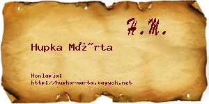 Hupka Márta névjegykártya